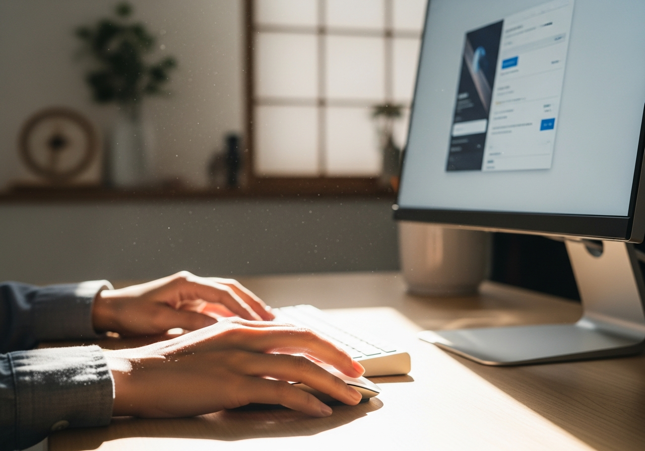Modern workspace featuring a tablet, wireless keyboard、and mouse on a clean surface.