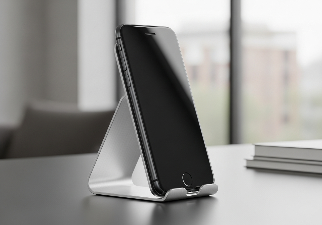 Two smartphones, one black & one white, placed on a white surface, showcasing modern design.